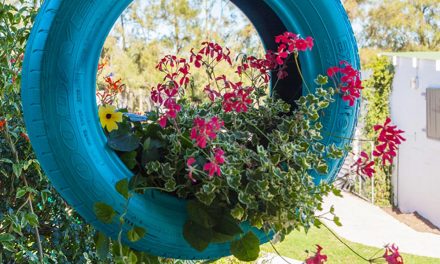 How to upcycle a car tyre into a hanging planter