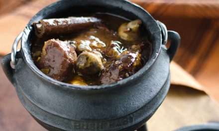 How to make venison potjie served with buttered samp and beans