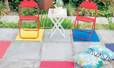 How to add bright colours to cement blocks on the patio