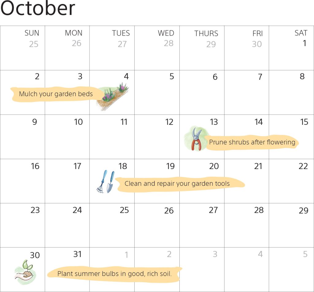 Calender October Spring Spring / Summer Garden Calendar – October | DIY Blog