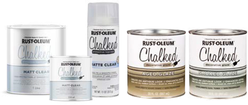Chalked Clear protective top coat enhances colours<br />
and adds extra protection or try Chalked Glaze to<br />
create an aged vintage look.